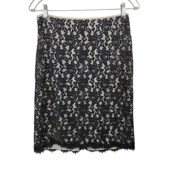 Diane von Furstenberg Black Lace Overlay Skirt - 6 - Picture 1 of 9